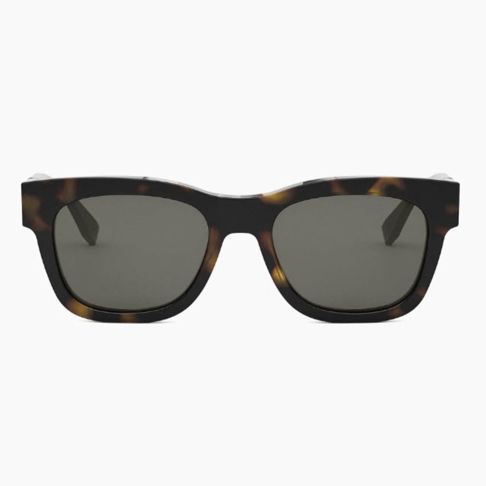 NIB Fendi 52MM Square Acetate Sunglasses Dark Havana Smoke